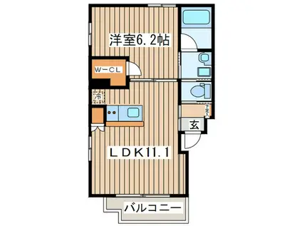 エフ・パークレジデンス横浜反町1216(1LDK/1階)の間取り写真
