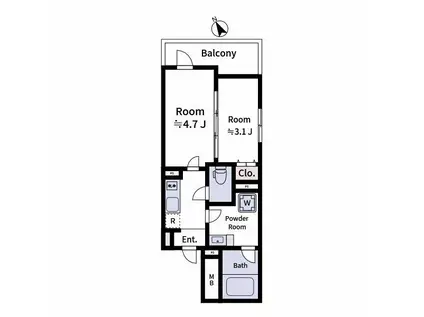 LAVIERE上中里(2K/4階)の間取り写真