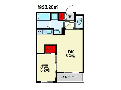 リアンレガーロ南本町(1LDK/1階)の間取り写真