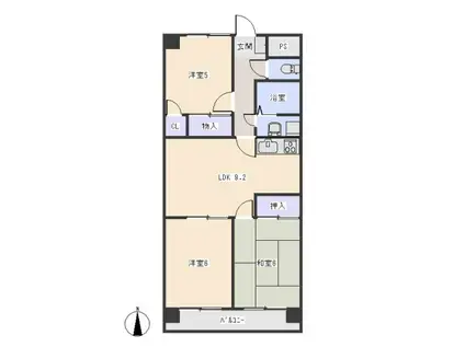 リバーサイドN(3DK/2階)の間取り写真