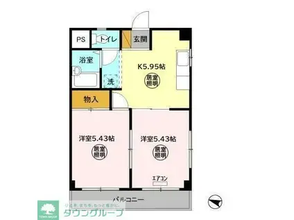 ハートリーフレジデンス(2K/2階)の間取り写真