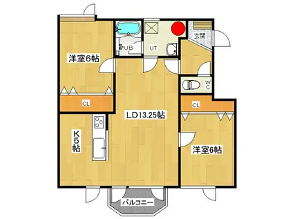 ハイツラーク(2LDK/2階)の間取り写真