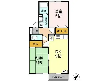セジュールあいのB(2DK/1階)の間取り写真