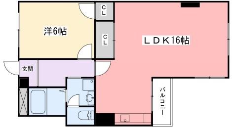 野里寺町中村コーポ(1LDK/4階)の間取り写真