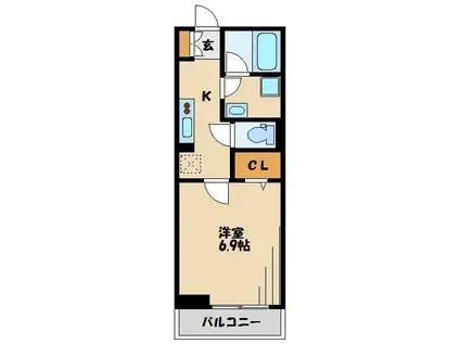 リバーシティ大泉学園(1K/1階)の間取り写真