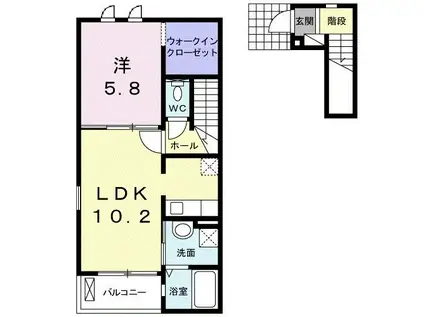 グラン フォーレA(1LDK/2階)の間取り写真