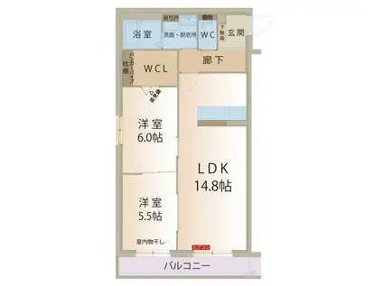 アーバンコート尾西(2LDK/3階)の間取り写真