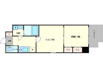 ビガーポリス416天満四丁目II(1DK/10階)の間取り写真