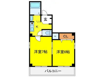 サクセスレジデンス(2K/2階)の間取り写真
