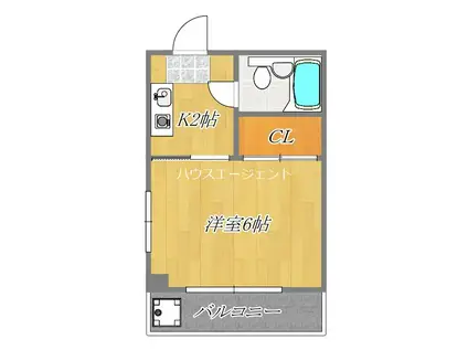 シャルマンモリタ(1K/4階)の間取り写真