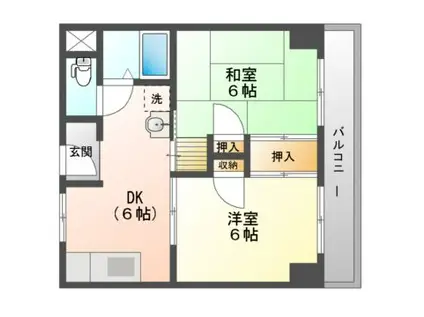 澤仁ハイツ(2DK/3階)の間取り写真