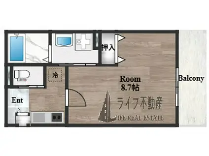 KTIレジデンス弥刀(1K/3階)の間取り写真