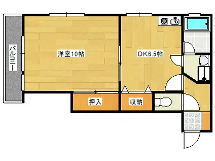 イーストハウス(1DK/3階)の間取り写真