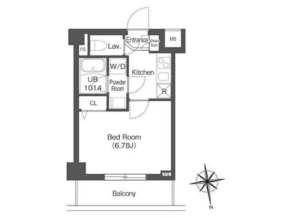 ディームス浦安(1K/3階)の間取り写真