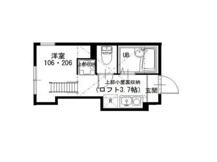 プライムテラス青葉台(ワンルーム/1階)の間取り写真