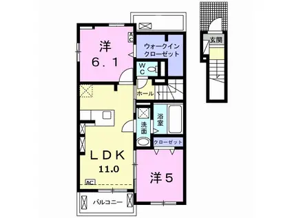ルースト(2LDK/2階)の間取り写真