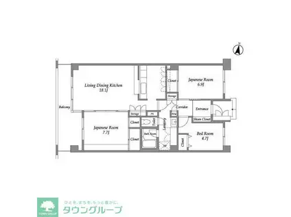 テレパレス西千葉(3LDK/1階)の間取り写真