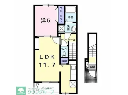 フロレスタ桜木(1LDK/2階)の間取り写真