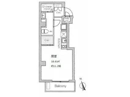 クレアツィオーネ浜松町(ワンルーム/11階)の間取り写真