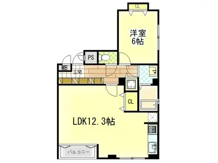 セレーノ若葉町(1LDK/4階)の間取り写真