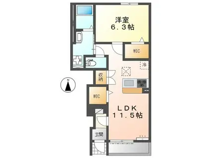 CENTRAL RIVER(1LDK/1階)の間取り写真