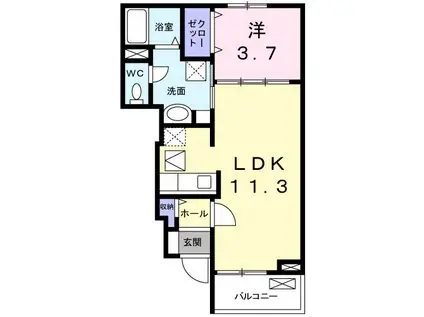 フローラルコート U・III(1LDK/1階)の間取り写真