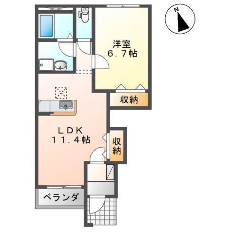 LE MIRAGE(1LDK/1階)の間取り写真