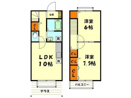 カームガーデン(2LDK/1階)の間取り写真