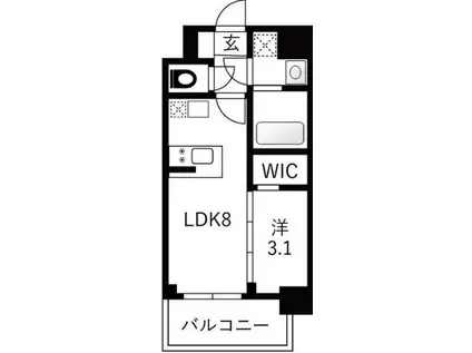 エスリードレジデンスザ・グラン大阪福島クラス(1LDK/13階)の間取り写真