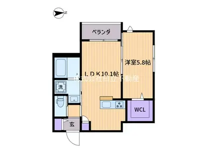 シャモニー(1LDK/2階)の間取り写真