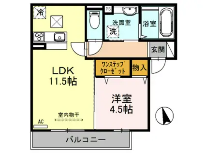 ドゥーブルA(1LDK/2階)の間取り写真
