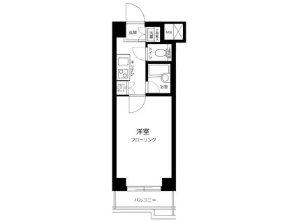 ルーブル上池台弐番館(1K/2階)の間取り写真