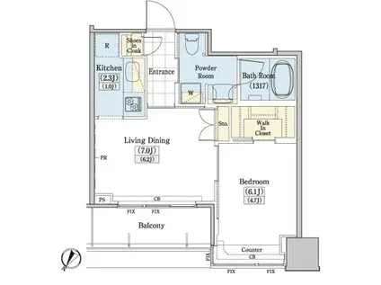 レジディアタワー上池袋(1LDK/12階)の間取り写真