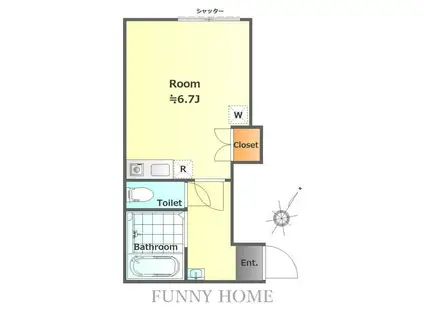 アイコート経堂(ワンルーム/1階)の間取り写真