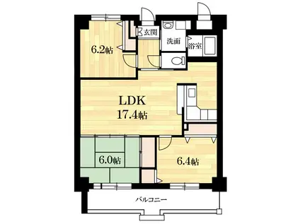 サンパティックぜん(3LDK/2階)の間取り写真