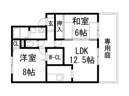 ブリックコート(2LDK/1階)の間取り写真