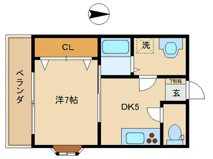トーシンコーポ梅島(1DK/4階)の間取り写真
