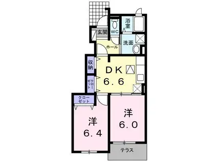 オーブ・メゾンB(2DK/1階)の間取り写真