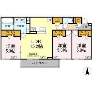 シャンドフルール(3LDK/3階)の間取り写真
