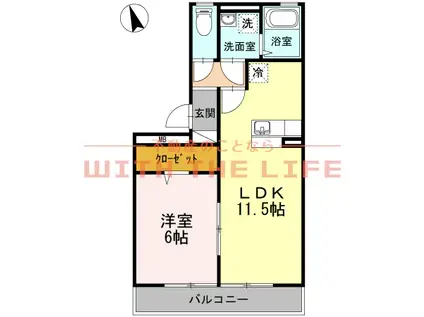 ＪＲ久大本線 久留米高校前駅 徒歩15分 3階建 築20年(1LDK/3階)の間取り写真