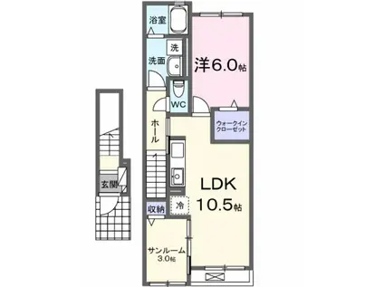 エタン・ロッシII(1LDK/2階)の間取り写真