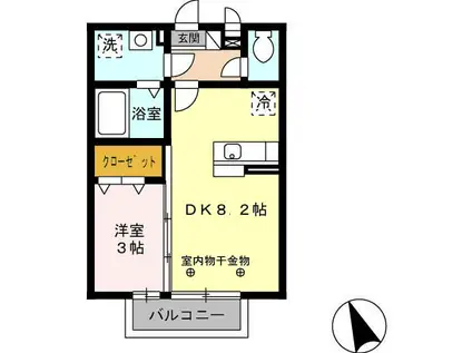 セジュール・ペルル(1LDK/2階)の間取り写真