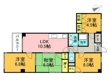 サンパレス草津(3SLDK/9階)の間取り写真