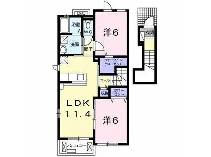 メゾンド・アルドールA(2LDK/2階)の間取り写真