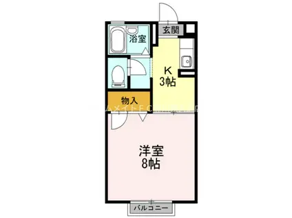 岩広ハイツ(1K/1階)の間取り写真