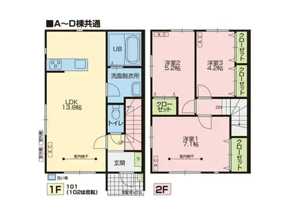 BERG TERRACE(3LDK/1階)の間取り写真