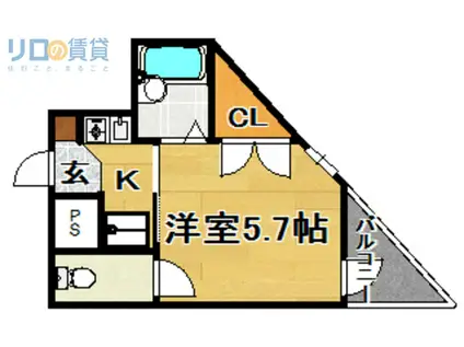 ハイツ都(1K/2階)の間取り写真