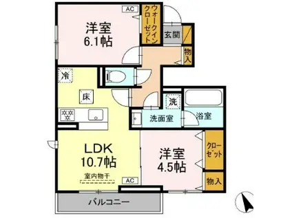 ルガーセグーロ(2LDK/1階)の間取り写真