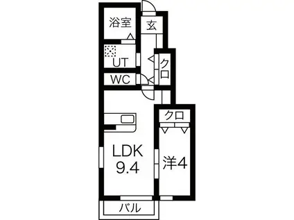 ラ・フェリーチェ(1LDK/1階)の間取り写真