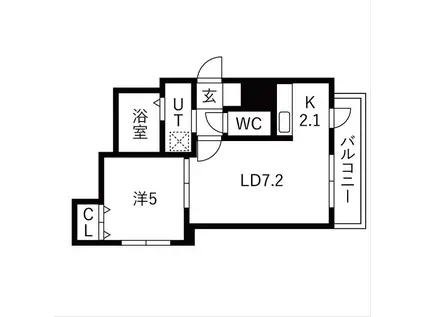 GRANDEEイースト札幌(1LDK/4階)の間取り写真